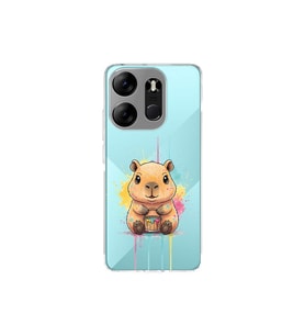 Tecno Spark Go 2023 ile Uyumlu Splash Kapibara Tasarımlı Şeffaf Silikon Kılıf