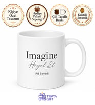 Imagine Yazılı Hayal Et Kupa Bardak Motivasyon Hediye Porselen Mug