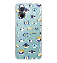 PrintiFy Xiaomi Redmi 12C ile Uyumlu 1mm Slim Fit Nazar Boncuğu 2 Baskılı Şeffaf  Kılıf