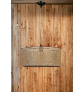 ÖRGÜLÜ RATTAN ABAJURLU TEKLİ SARKIT AVİZE