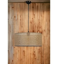 ÖRGÜLÜ RATTAN ABAJURLU TEKLİ SARKIT AVİZE