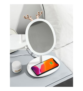 Powermaster Wireless Kablosuz Şarj Özellikli Ledli Makyaj Aynası Işıklı Makyaj Ayna