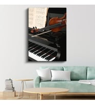 Klasik Müzik Enstrümanları - Piyano ve Keman Uyumu Kanvas Tablo
