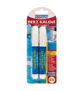 Mey İthalat® Vodaseal Çift Uçlu Su Bazlı Kokusuz Kalıcı Derz Kalemi Beyaz 2 Adet