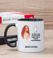 Kişiye Özel Az Önce Aşık Oldum Tasarım Esprili Siyah Kupa Bardak