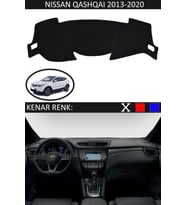 Nissan Qashqai 2013-2020 Için Uygun Torpido Koruma Halısı Siyah Kenar Renk Siyah