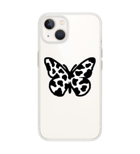 Iphone 15 PLUS Uyumlu Siyah Beyaz Kelebek Tasarımlı Şeffaf Telefon Kılıfı