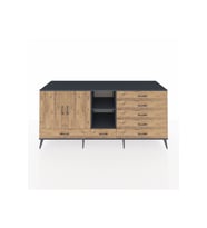 Kronos Konsol 4 Raflı 7 Çekmeceli 2 Kapaklı 220x59x99 Antrasit-Çam/Çam