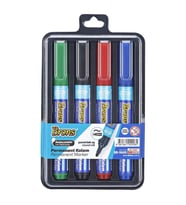 Brons Permanent Marker Yuvarlak Uç 4 Renk Set (S-M-K-Y) 
