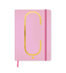 DEFFTER FABOOKS MONOGRAM HARF BASKILI LASTİKLİ SERT KAPAK ÇİZGİLİ DEFTER 168 SYF - Ç