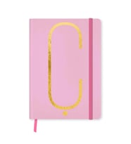 DEFFTER FABOOKS MONOGRAM HARF BASKILI LASTİKLİ SERT KAPAK ÇİZGİLİ DEFTER 168 SYF - Ç