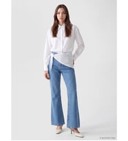 LCW Modest İndigo Beli Fularlı Flare Kadın Jean Pantolon