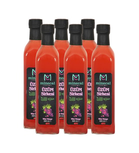 Minecal Üzüm Sirkesi 6x500 ml – %100 Katkısız Doğal  Şekersiz  Koruyucu Içermez