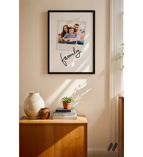 Kişiye Özel Family Polaroid Poster, Siyah Çerçeveli Duvar Tablosu - Sevdiklerinize
