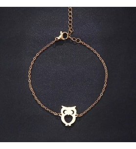 Kişiye Özel 925 Ayar Gümüş Baykuş Bileklik (Gold)