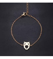Kişiye Özel 925 Ayar Gümüş Baykuş Bileklik (Gold)