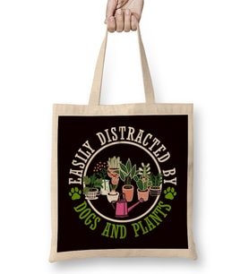 Distracted By Dogs Plants Dog Owner Gardener Watering Can Bez Çanta Uzun Saplı