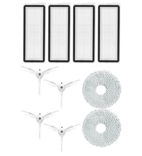 Roborock QRevo Pro Uyumlu 4 Adet Hepa Filtre 4 Adet Beyaz Yan Fırça 2 Adet Mop Fiber Paspas