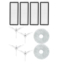 Roborock QRevo Pro Uyumlu 4 Adet Hepa Filtre 4 Adet Beyaz Yan Fırça 2 Adet Mop Fiber Paspas