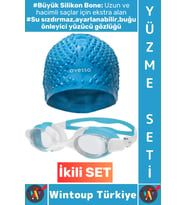 #YüzmeSeti Büyük Beden Silikon Bone Ayarlanabilir Su Geçirmez Buğu Önleyici Yüzücü Gözlüğü İkili Set