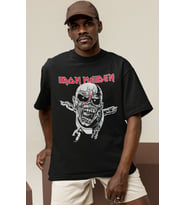 Tasarım Iron Maiden Rock Metal Müzik Grubu Baskılı Unisex Oversize Tişört