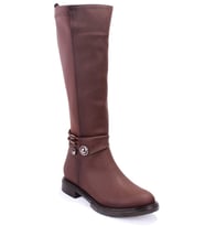 Dagoster DZA07-43621911 Kahve Günlük Streçli Düz Topuk Kadın Çizme