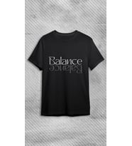 Unisex Bisiklet Yaka Balance Baskılı Siyah T-shirt