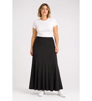 Yüksek Bel Panelli Dökümlü Sandy Kumaş Maxi Etek Y26-90980-Siyah