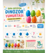 Dinozor Yumurtası Islanınca Çatlayıp Suda Büyüyen Oyuncak Renkli Süpriz Yumurta 3 Cm