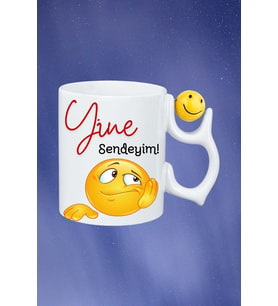 Yine Sendeyim Emoji Baskılı Smile Emoji Toplu Kupa Bardak Çay Kahve Fincanı