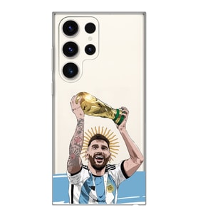 Samsung Galaxy S23 ULTRA Uyumlu Lionel Messi Arjantin Tasarımlı Şeffaf Telefon Kılıfı
