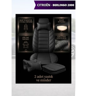 citron berlingo 2000 Koltuk ve Kılıf uyumlu Siyah Minder Yastık Lüks 2 Minder 2 Yastık