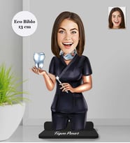 Kişiye Özel  Dişçi Doktor Kadın Ahşap Eco Biblo -3