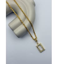 22k Altın Kaplama Taşlı Şık Çerçeve Gramlık Kolye - 26grm04 (Gold)