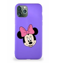 Apple iPhone 11 Pro Soft Premier Kapak Minnie Mouse-C Tasarımlı Silikon Kılıf - Mor (Şeffaf)