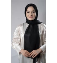 Siyah Düz Klasik Şal Şifon Kumaş Janjan Abiye 202108_01
