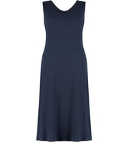 Moda Rahat Casual Günlük Kaşkorse Örme V Yaka Askılı Kol A-Line Midi Boy Büyük Beden Elbise