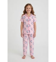 Pembe Unicorn Desenli Kız Çocuk Göz Bantlı Pijama Takımı 24011
