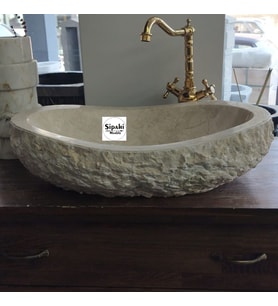Bej Mermer Dışı Natural Oval Lavabo