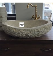 Bej Mermer Dışı Natural Oval Lavabo