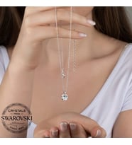 SWAROVSKİ ZİRCONİA PIRLANTA MONTÜR BAGET 925 AYAR GÜMÜŞ KOLYE