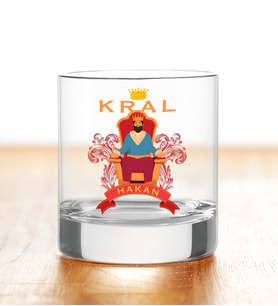 BK Gift Kişiye Özel Tahttaki Kral Tasarımlı Viski Kadehi - 1 , Arkadaşa Hediye, Sevgiliye Hediye