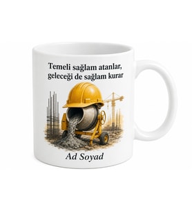 Şantiye Şefine Beton Dökümü Güvenlik Baretli Sabah Kahvesi Kupa Bardak Hediye