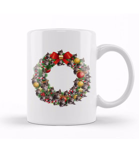 Kittens Multiface Christmas Wreath Kupa Bardak Porselen