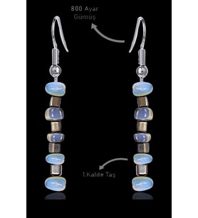 Sertifikalı Ham Kırık Taşlı Model Opal - Opalit Taşı Küpe (Beyaz)