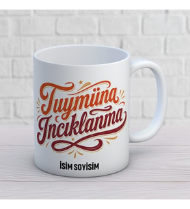 Retro Esprili Yazı Tasarımlı Kişiye Özel Baskılı Kupa – Eğlenceli Hediye