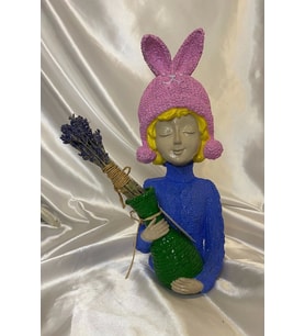 Poli Çiçek Tutatn Kadın Biblo El İşi Hand Made (Çok Renkli)
