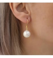 925 Ayar Gümüş Creamrose Tatlısu İncisi Küpe-14mm