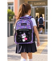 Okul Sırt Çantası Kuromi Tablet Cepli Ortopedik Çift Fermuarlı 42x30x12cm