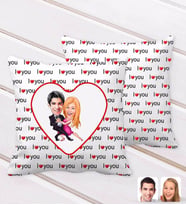 BK Gift Kişiye Özel Sevgililer Karikatürlü I Love You Kalp Desenli Dekoratif Kırlent Yastık-13 (Beyaz)